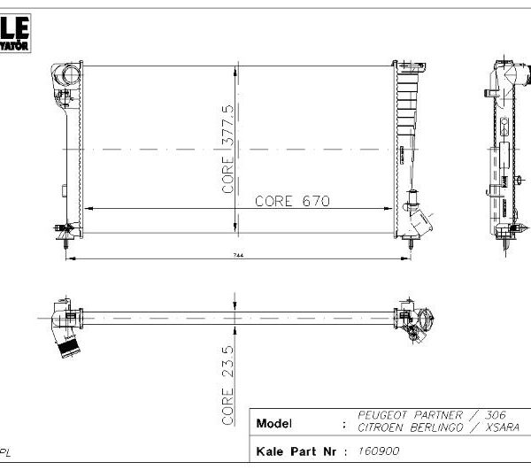 RADYATÖR PEUGEOT PARTNER P306 CITROEN BERLINGO XSARA 2 SIRA AL+PL SİSTEM (1 AD )