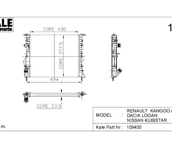 RADYATÖR RENAULT CLIO SYMBOL 2 SIRA AL+PL SİSTEM (23,5 mm) (1 AD )