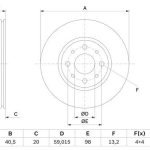 FREN DİSKİ ÖN FIAT DOBLO 01> ALBEA YM PUNTO 01>BRAVO BRAVO- 1.3MTJ 06>(257.4x20x4DLxHVL) (0986478515) (2 AD )