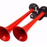 12V İKİLI DÜZ SES HAVALI KORNA KIRMIZI BORULU (1 AD )