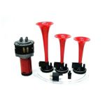 24V ÜÇLÜ KORNA KOMPRESÖRLÜ KIRMIZI BORULU (1 AD )