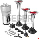 12V ÜÇLÜ KORNA KOMPRESÖRLÜ KROM BORULU (1 AD )