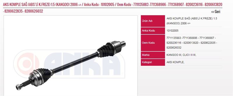 ANKA-1010-2005-1.jpg ON AKS SAĞ ABSLI KANGOO 06-08-CLIO 1,5 DCI 06--> KALIN FREZE (IC FREZE:23-DIS FREZE:23-UZUNLUK:724-A (1 AD ) - Görsel 1