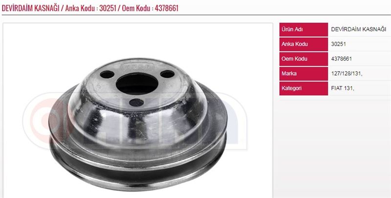 ANKA-30251-1.jpg DEVİRDAİM KASNAĞI FIAT M131 (1 AD ) - Görsel 1