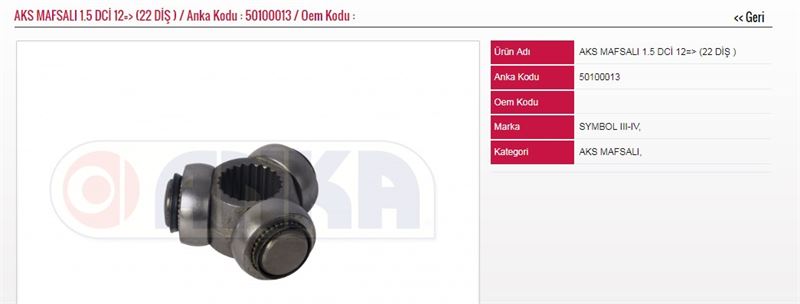 ANKA-5010-0013-1.jpg AKS MAFSALI 1.5 DCİ 12=> ) (22 DİŞ ) RENAULT SYMBOL IV (1 AD ) - Görsel 1