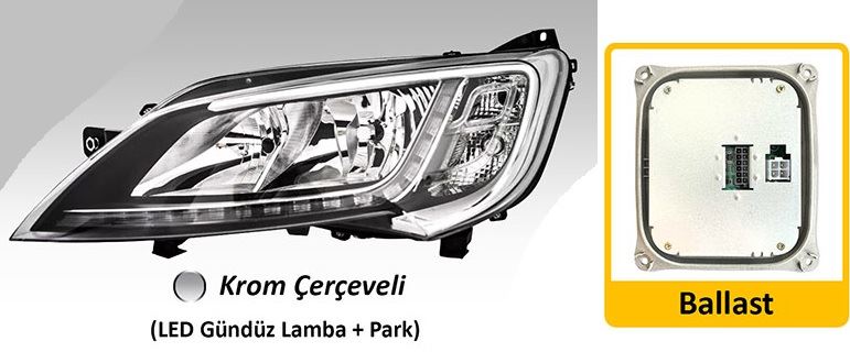 AYF.505219-1.jpg FAR MOTORLU SOL FIAT DUCATO MAXI /PEUGEOT BOXER / CITROEN JUMPER ( 2014› ) LED (BALLAST DAHİL) KROM ÇERÇEVELİ (1 AD ) - Görsel 1