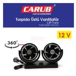 CARUB VANTİLATÖR 12V TORPİDO ÜSTÜ  İKİ  FAN AYARLI (1 AD )