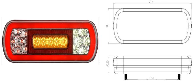 CR.201706-12V-1.jpg 12V NEON LED DİKDÖRTGEN STOP LAMBASI 4 FONKSİYONLU ( Park, Stop, Geri, Sinyal ) (1 AD ) - Görsel 1