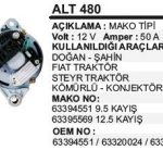 ALTERNATÖR 12V 75A FIAT DKŞ TRAKTÖR (394551)DOĞAN-ŞAHİN-STEYR TRAKTÖR-KÖMÜRLÜ-KONJEKTÖRLÜ MAKO TİP (1 AD )