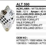 ALTERNATÖR 12V 40A CLARK / YALE / HYSTER FORKLIFT MITSUBISHI TİP (1 AD )
