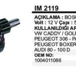 KOLLEKTÖR 12V 11 DİŞ VW CADDY-GOLF PASSAT AUDI 80-100D PEUGEOT 306 -PARTNER BOSCH TİP (1 AD )