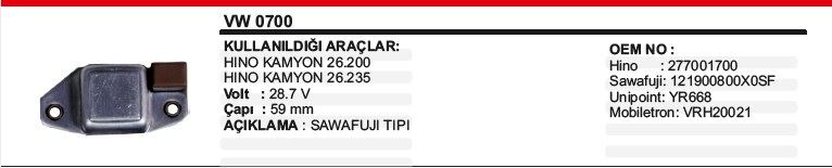 DD-IW700-1.jpg KONJEKTÖR SAWAFUJI HINO KAMYON 24V 59MM (1 AD ) - Görsel 1