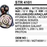 MARŞ MOTORU 8 DİŞ 12V HYUNDAI EXCEL-ACCENT/SONATA/MITSUBISHI COLT/GALANT/LANCER/L200/L300  MITSUBISH (1 AD )