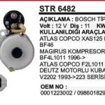 MARŞ MOTORU 11 DIS 12V.ATLAS COPCO/DEUTZ 223 BOSCH TİP. (1 AD )