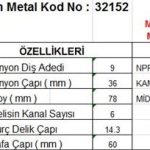MARŞ DİŞLİSİ 9 DİŞ 6 KANAL MAKO TİPİ ISUZU NPR KAMYON 595-04 MIDIBUS TAM FREZE DI?. FR. DS=9 DKÇ=36 BOY=78 KS=6 BDÇ=14,3 GÇ=60 (1 AD )