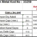 MARŞ DİŞLİSİ 11 DİŞ 6 KANAL MAKO TİPİ TOFAS DOGAN SAHIN KARTAL M124 M131 LANCIA DELTA FREZE İÇTE  DS=11 DKÇ=29,5 BOY=71 KS=6 BDÇ=11,6 GÇ=44,5 (1 AD )
