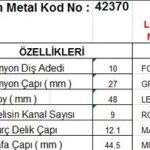 MARŞ DİŞLİSİ 10 DİŞ 9 KANAL LUCAS TİPİ FORD ESCORT GRANADA SIERRA ROVER MINI COOPER AZ FREZE İÇTE  DS=10 DKÇ=26,8 BOY=48 KS=9 BDÇ=12,1 GÇ=46,5 (1 AD )
