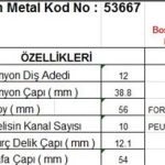 MARŞ DİŞLİSİ 12 DİŞ 10 KANAL BOSCH TİPİ FORD TRANSIT 2.4 TDCI PEUGEOT BOXER 2.2 HDI TAM FREZE  DS=12 DKÇ=37,6 BOY=57,4 KS=10 BDÇ=12,1 GÇ=52 (1 AD )