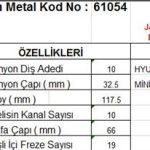 MARŞ DİŞLİSİ 10 DİŞ 10 KANAL JAPON TİPİ HYUNDAI H100 KOMPLE  DS=10 DKÇ=32,5 BOY=117,5 KS=10 GÇ=66 DYF=19 (1 AD )