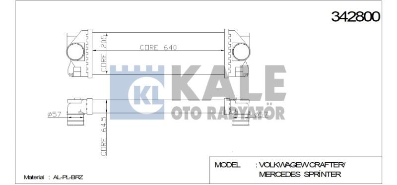 KL342800-1.jpg TURBO RADYATÖRÜ (INTERCOOLER) VW CRAFTER (640X202X64) AL/PL/BRZ (1 AD ) - Görsel 1