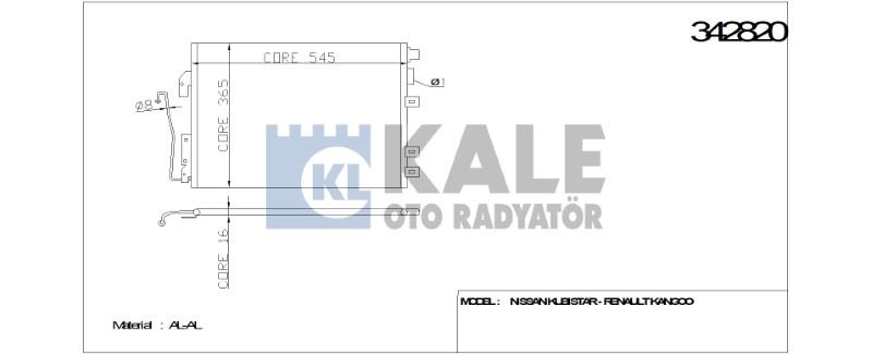 KL342820-1.jpg KLİMA RADYATÖRÜ RENAULT KANGOO / EXPRESS 97+ 1.2 / 1.2 16V / 1.5 DCİ / 1.6 16V / 1.9 DCİ M () AL/AL (1 AD ) - Görsel 1