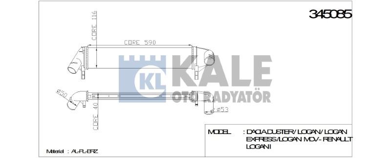 KL345085-1.jpg TURBO RADYATÖRÜ (INTERCOOLER) DACIA DUSTER / LOGAN / LOGAN EXPRESS / LOGAN MCV - RENAULT LOGAN I (1 AD ) - Görsel 1