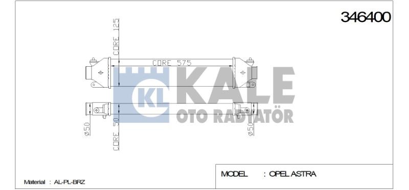 KL346400-1.jpg TURBO RADYATÖRÜ (INTERCOOLER) FIAT BRAVO II DOBLO PRATICO PUNTO PUNTO EVO GRANDE PUNTO (572X127X50) (1 AD ) - Görsel 1