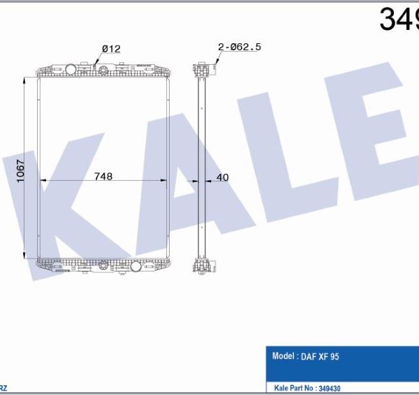 RADYATÖR DAF XF 95 (ÇERÇEVESİZ) (MT) AL/BRZ (1067X754X40) (1 AD )