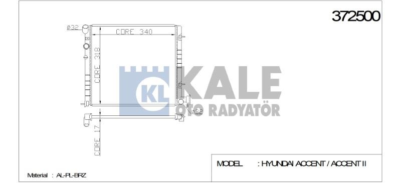 KL372500-1.jpg RADYATÖR HYUNDAI ACCENT ACCENT II (335*317*16) AL/PL/BRZ 2403031AB (1 AD ) - Görsel 1