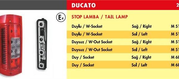 STOP LAMBA FIAT DUCATO PEUGEOT BOXER-CITROEN JUMPER / SAĞ (2001-2005) (DUYSUZ) (1 AD )