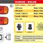 STOP LAMBA / PLAKASIZ RENAULT PREMİUM DAF XF-CF-LF BMC YM  RENAULT MASTER KAMYONET(TESİSATLI KABLOLU (1 AD )