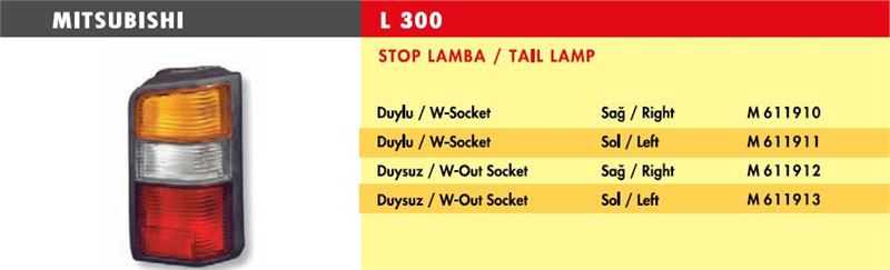 M611912-1.jpg STOP LAMBA MITSUBISHI L300 / SAĞ (DUYSUZ) (1 AD ) - Görsel 1