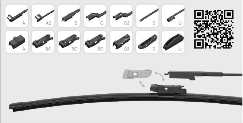 SI.SB380M-1.jpg SİLECEK SÜPÜRGESİ ÇOK APARATLI 380MM A, B, C, D VE U TİP KOLLARA UYGUN (1 AD ) - Görsel 1