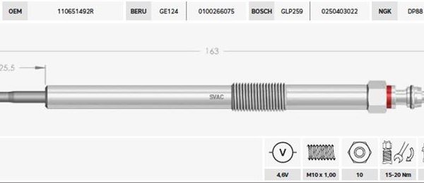 KIZDIRMA BUJİSİ 4.6V NISSAN NAVARA  15-)   2.3 (4 AD )