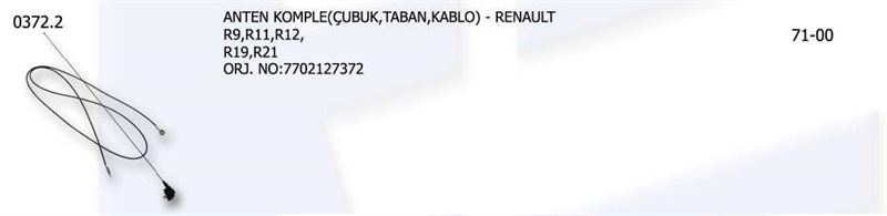 UNV.0372-2-1.jpg ANTEN KOMPLE (ÇUBUK TABAN KABLO) RENAULT R9- R11- R12- R19- R21 7702127372 . (1 AD ) - Görsel 1