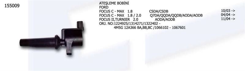 UNV.155009-2-1.jpg ATEŞLEME BOBİNİ FORD FOCUS C-MAX KALEM BOBİN (1 AD ) - Görsel 1
