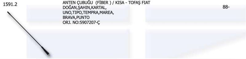UNV.1591-2-1.jpg ANTEN ÇUBUĞU (FİBER) - KISA DOĞAN ŞAHIN KARTAL FIAT DKŞ UNO TIPO TEMPRA MAREA BRAVA PU . . (1 AD ) - Görsel 1