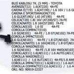 BUJİ KABLOSU TK. TOYOTA AVENSIS.CARINA CELİCA 1/6 GLI AE111 1/6 AE11 90919-22327 (1 TK )