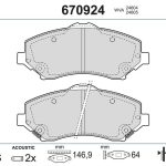 DİSK FREN BALATASI (ÖN) CHRYSLER GRAND VOYAGER 3.3/3.6/3.8/4.0/2.8D 07/07> CHRYSLER TOWN & COUNTRY 3 (1 TK )